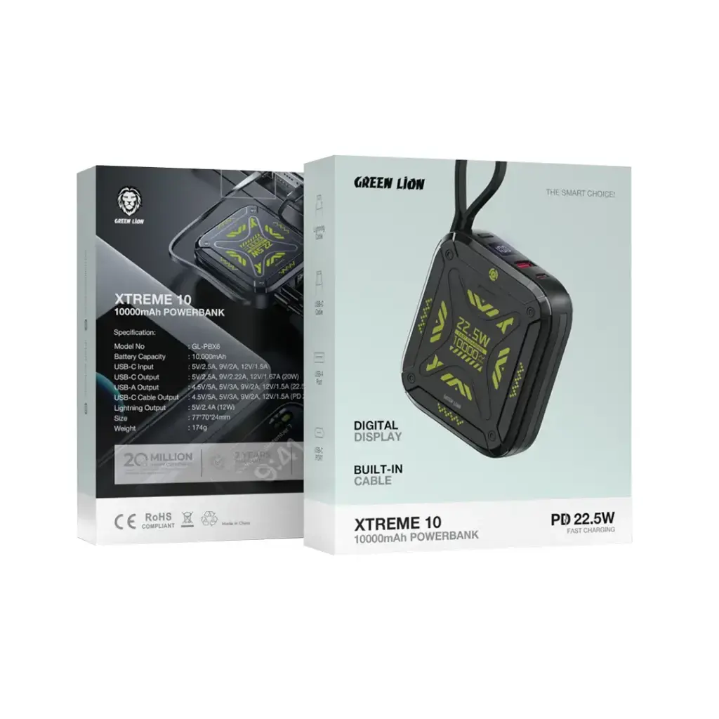 Green Lion Xtreme 10 Power Bank 10000mAh PD 22.5W - Black (1).webp
