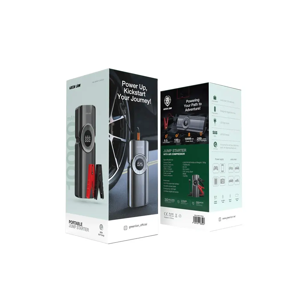Green Lion Smart Appliances & Lifestyle Portable Jump Starter Air Pump Black [GNJUMPSTRBK].webp