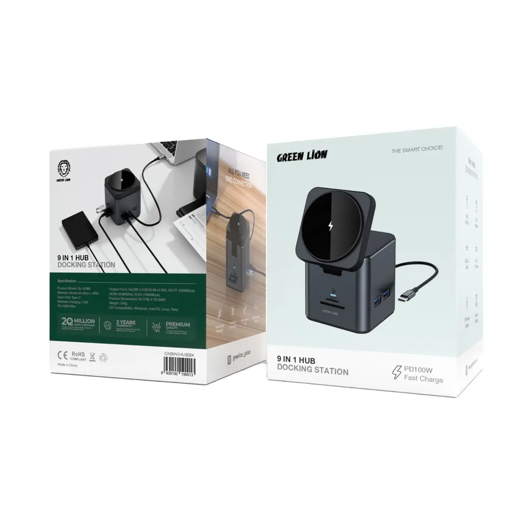 Green Lion 9 In 1 Hub Docking Station - Black.webp