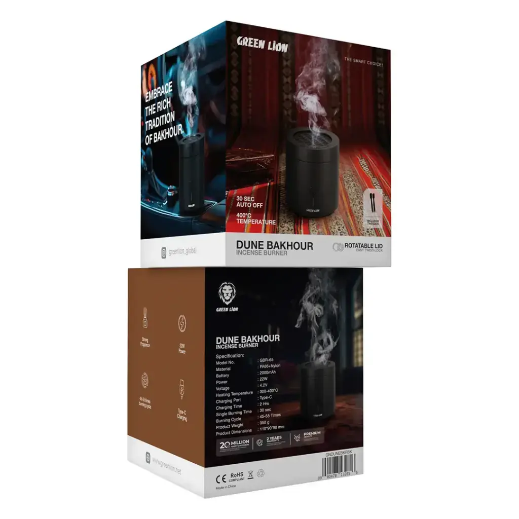 Green Lion Dune Bakhour Incense Burner - Black.webp