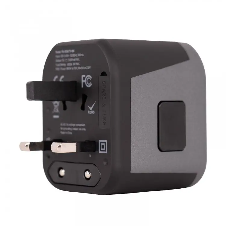 Porodo Universal Travel Charger 2.4A Dual Fuse Ac Output International Plugs (5).webp