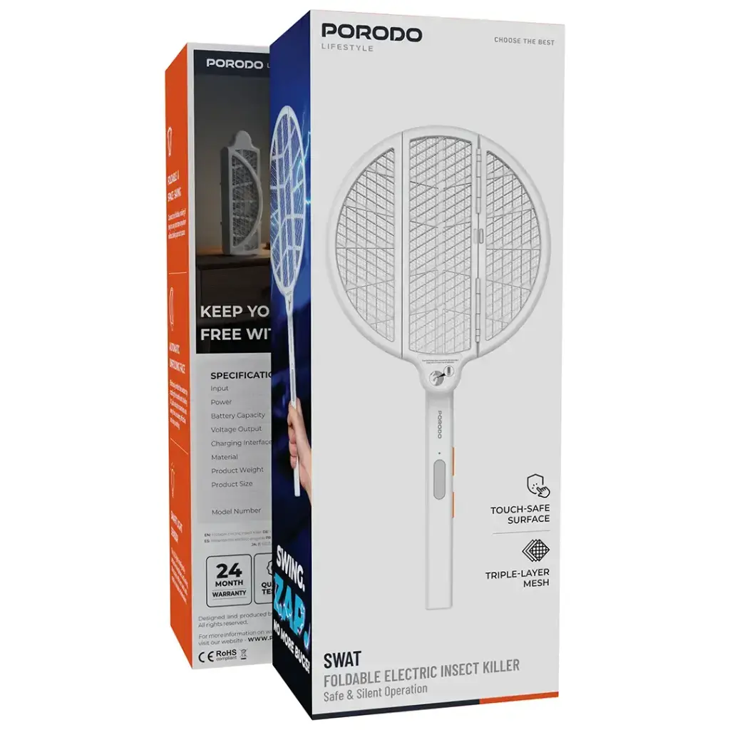 Porodo Lifestyle Swat Foldable Electric Insect Killer - White.webp