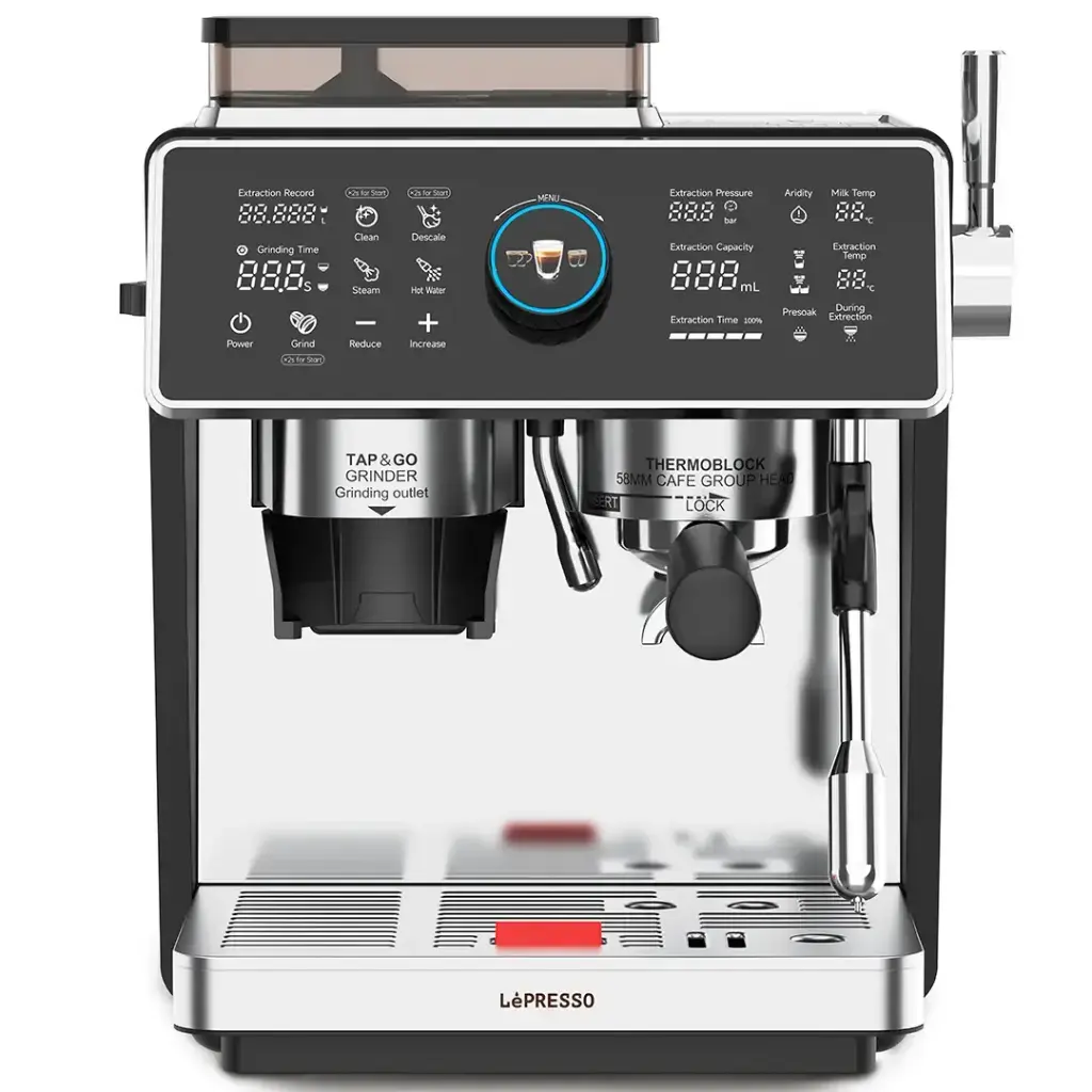 Lepresso Viventé Semi-Automatic Dual Boiler Coffee Machine with Touch Display - Silver2.webp
