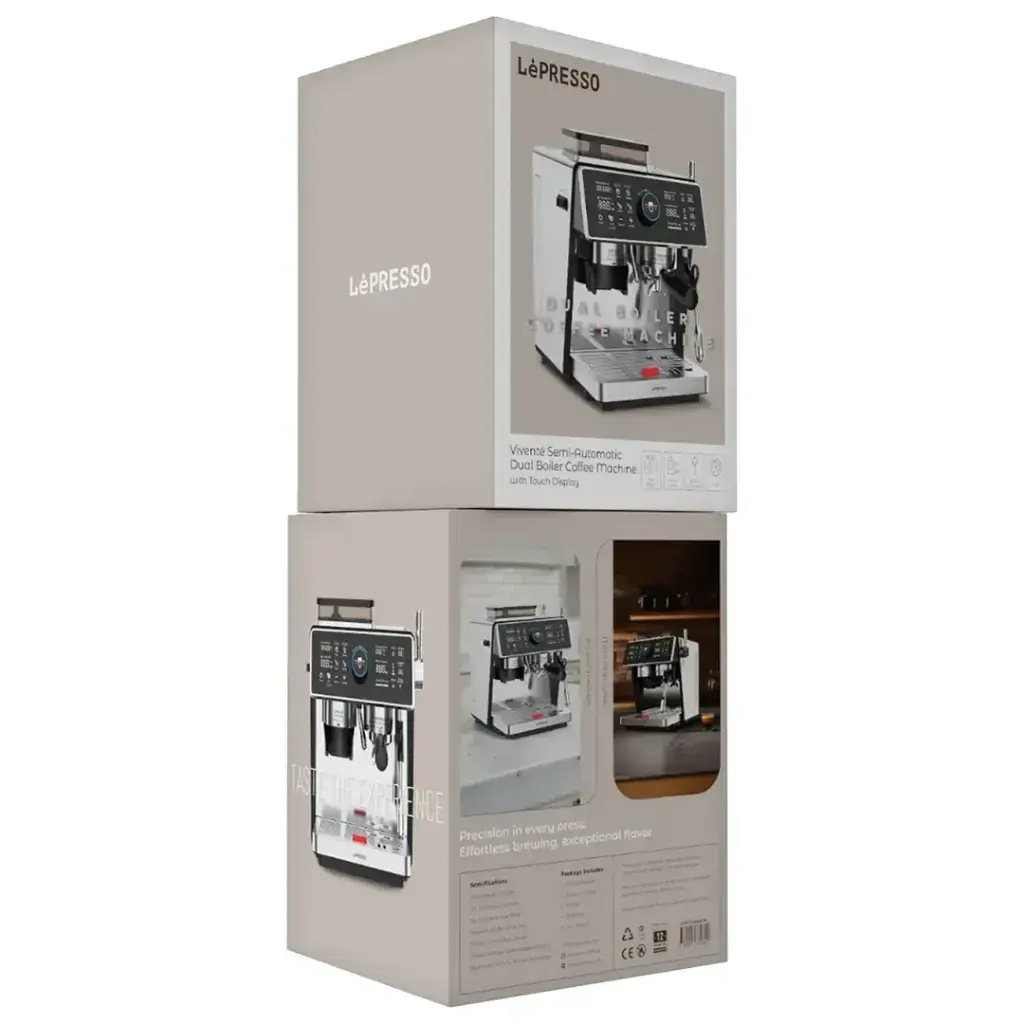 Lepresso Viventé Semi-Automatic Dual Boiler Coffee Machine with Touch Display - Silver.webp