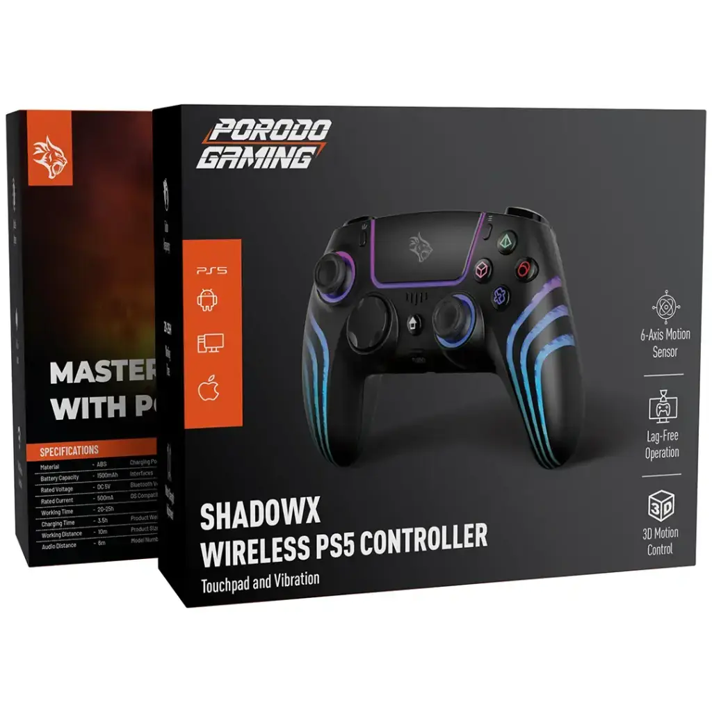 Porodo Gaming Shadowx Wireless PS5 Controller with Touchpad & Vibration4.webp