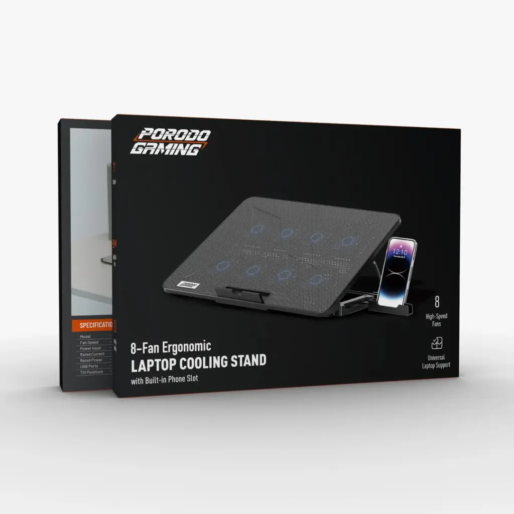 Porodo Gaming Laptop Cooling Pad With Phone Holder.webp