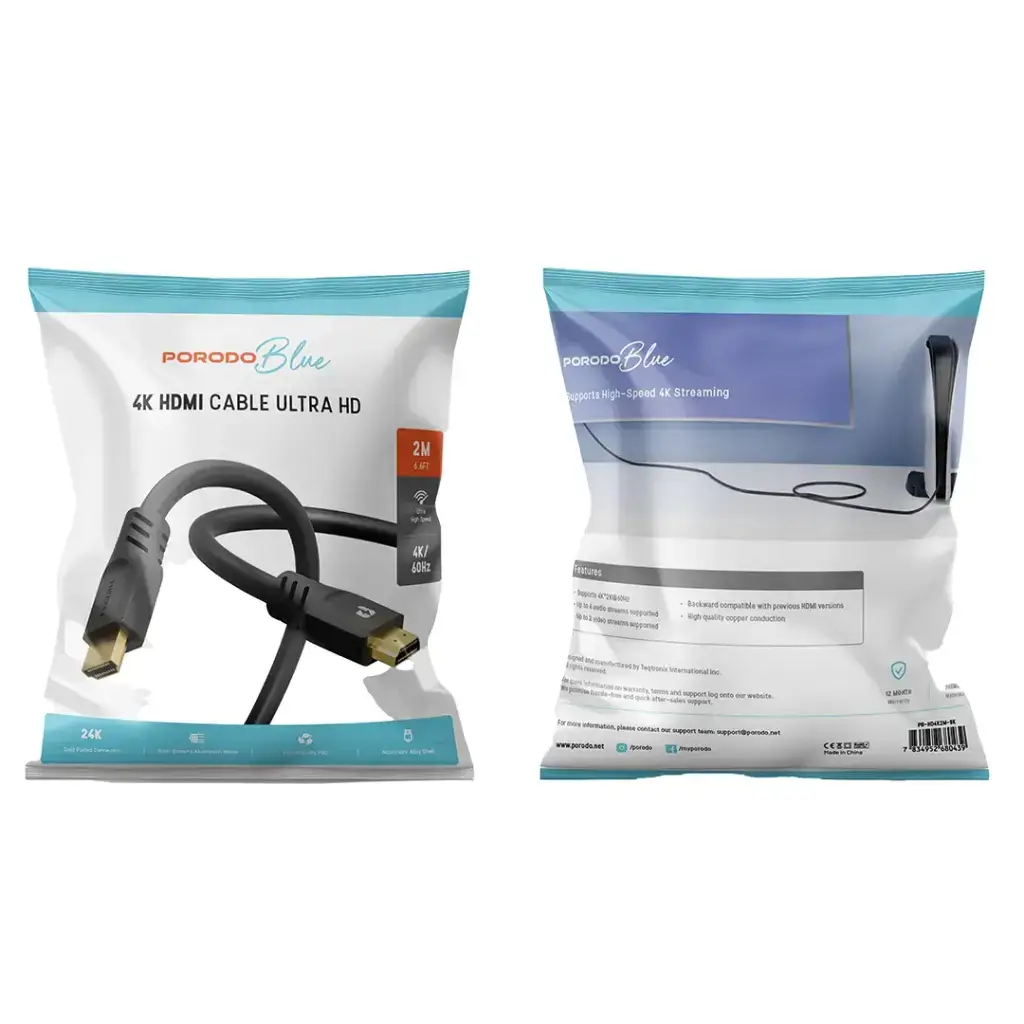 Porodo Blue 4K-60Hz HDMI Cable Ultra HD 2m-6.6ft.webp