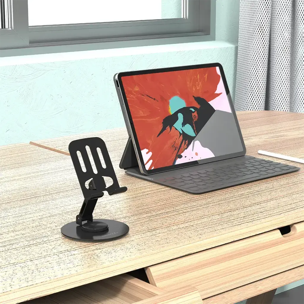 Porodo Blue Desktop Phone Holder 360° Rotating Base - Black2.webp