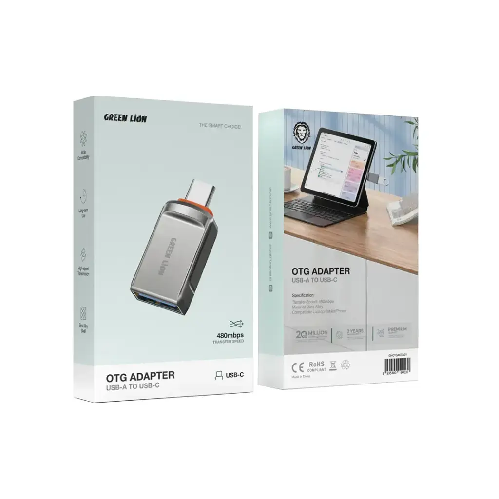 Green Lion OTG Adapter USB-A to USB-C - Lightning - Gray.webp