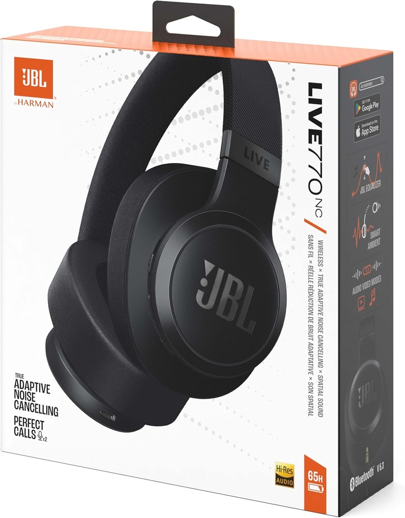 JBL Live 770 NC Wireless Over-Ear Headphones with ANC Technology and 65-Hour Battery Life - Black