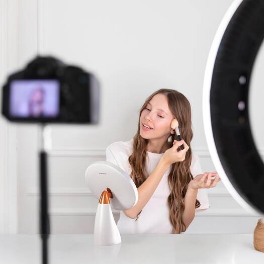 Porodo lifestyle Led Illuminated Mirror - White/Rose Gold