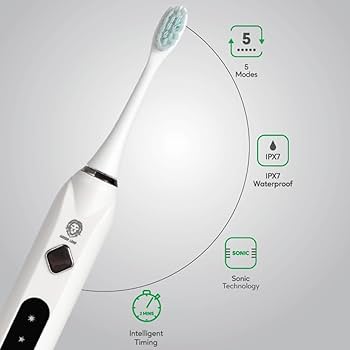 Green Lion Electric Toothbrush (Gen-2) with 5 modes (White)