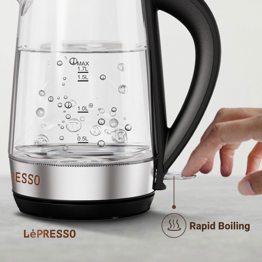LePresso 360 Transparent Quick-Boil Glass Kettle