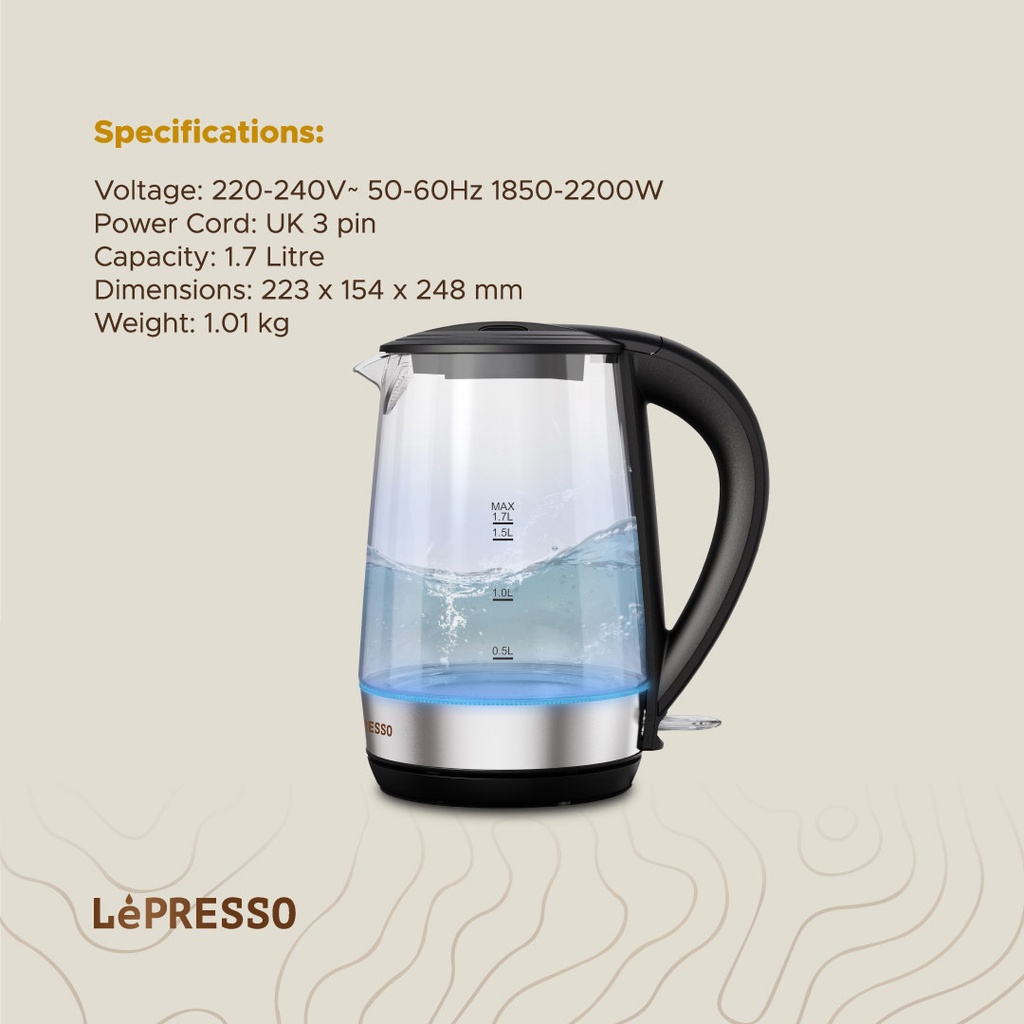 LePresso 360 Transparent Quick-Boil Glass Kettle