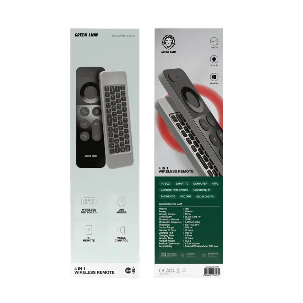 Green Lion 4 in 1 Wireless Remote With Keyboard - Black.webp