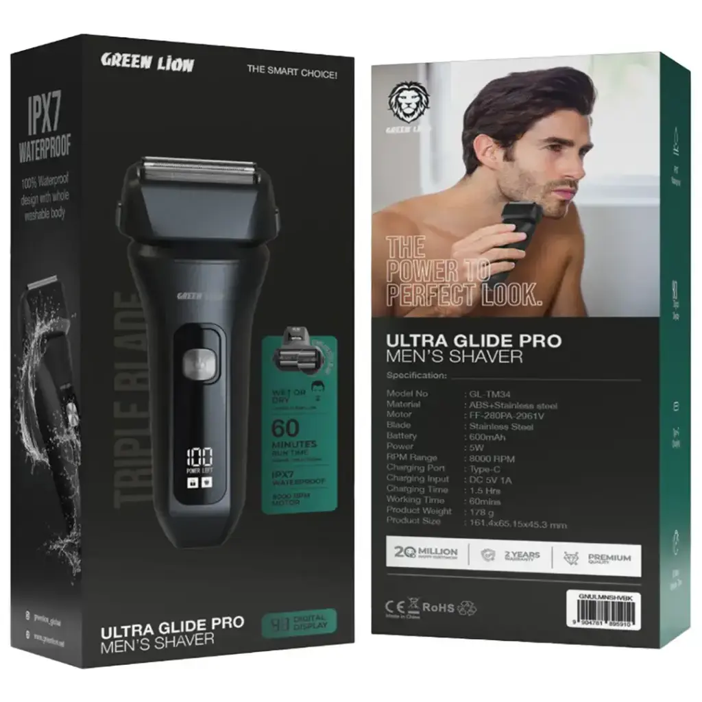 Green Lion Ultra Glide Pro Men's Shaver - Black.webp