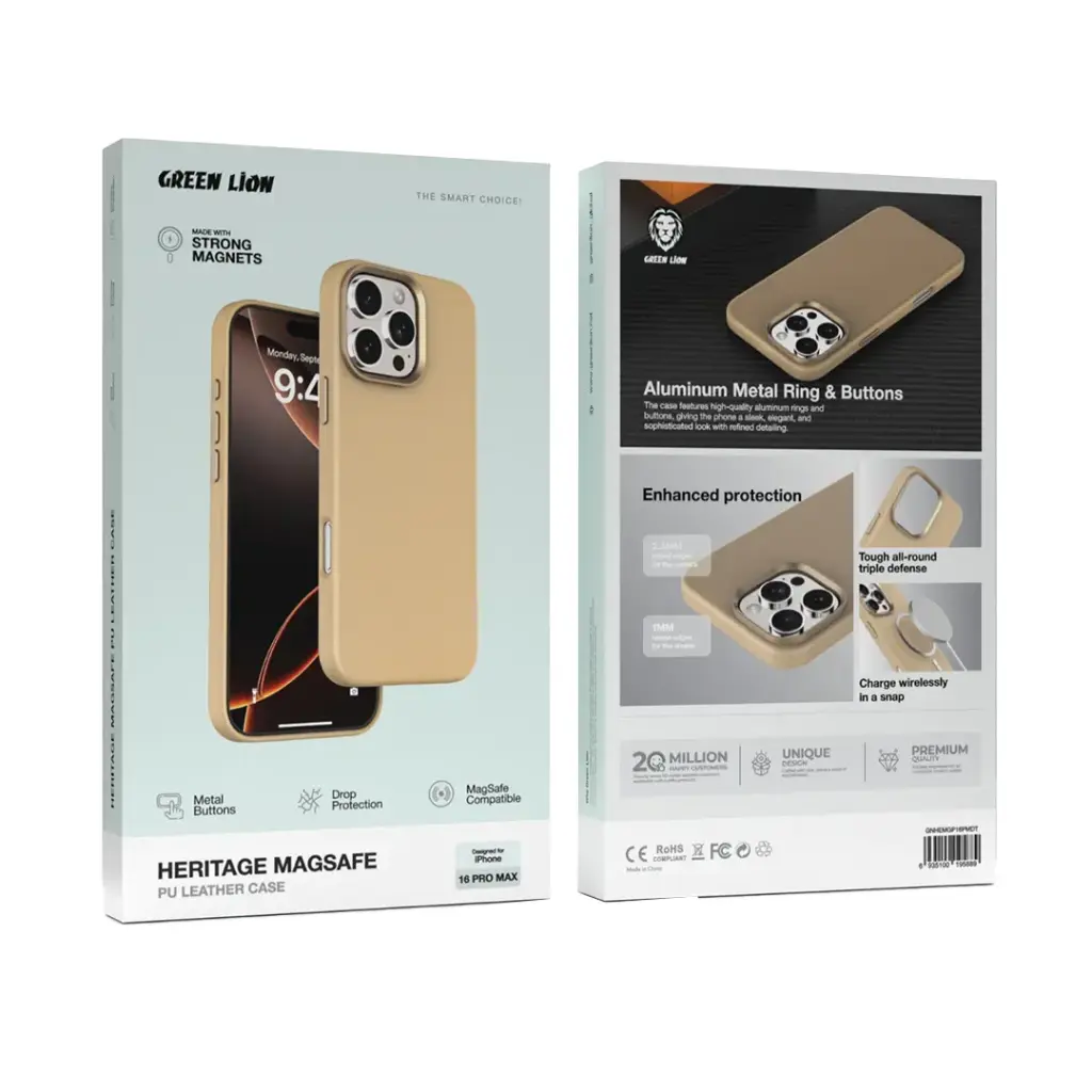 Green Lion Heritage Magsafe Leather Case for iPhone 16 Pro Max