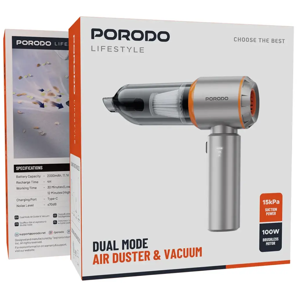 Porodo Lifestyle Dual Mode Air Duster & Vacuum - Black.webp