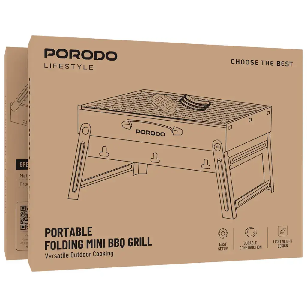 Porodo Lifestyle Portable Folding Mini BBQ Grill - Black.webp