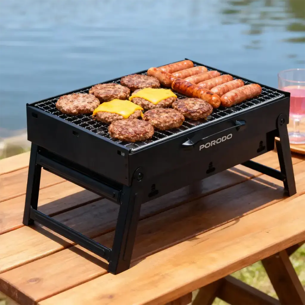 Porodo Lifestyle Portable Folding Mini BBQ Grill - Black3.webp