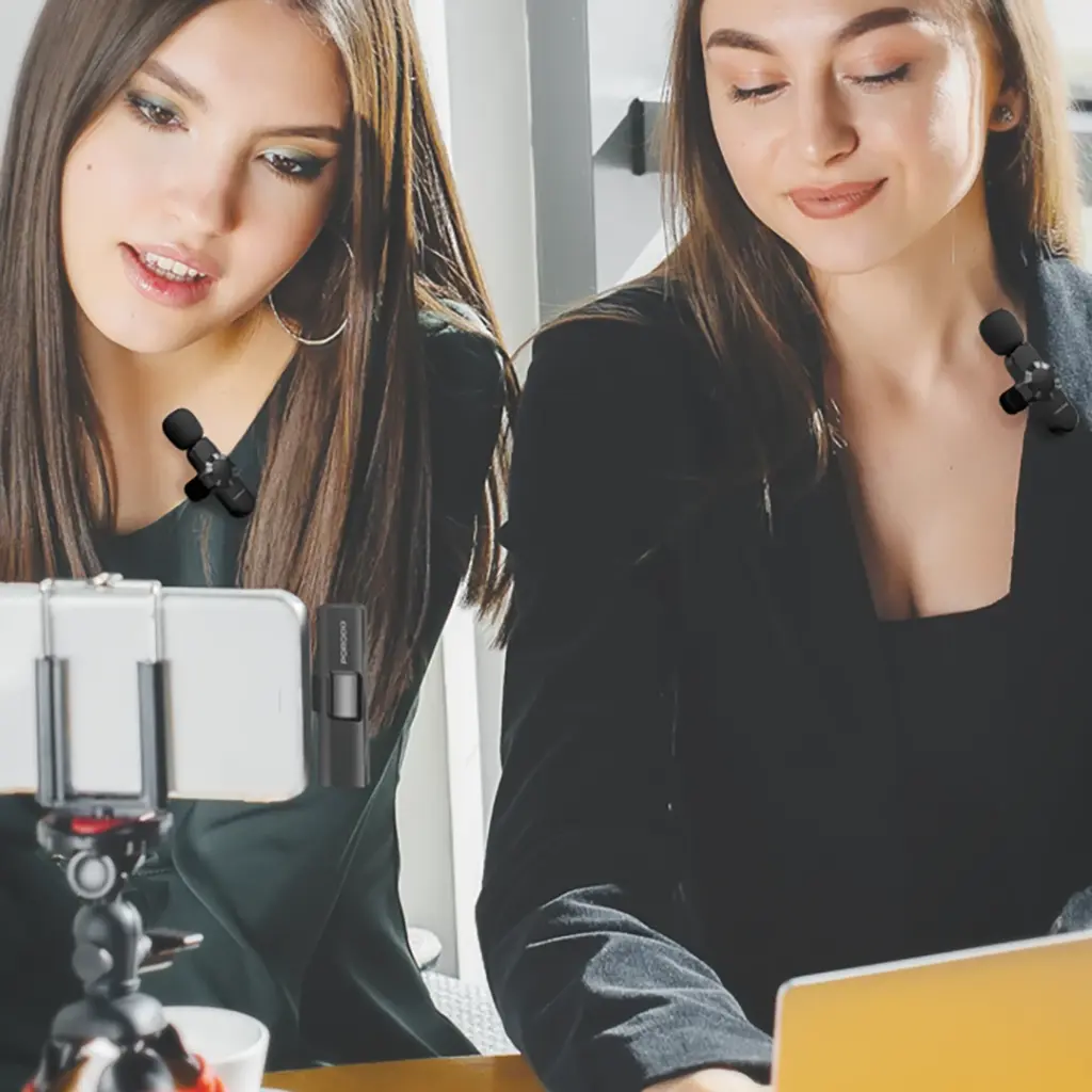 Porodo Audix Pro Lavalier Dual Microphone Type-C & Lightning - Black (3).webp