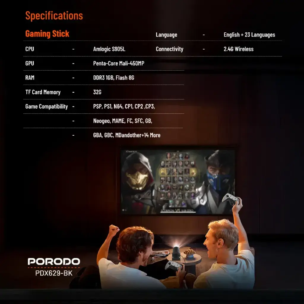 Porodo Gaming Projector with Controllers - Black (2).webp