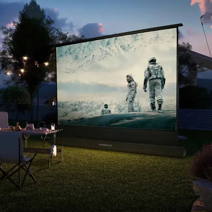 Powerology 100'Motorised Projector Screen - White.webp