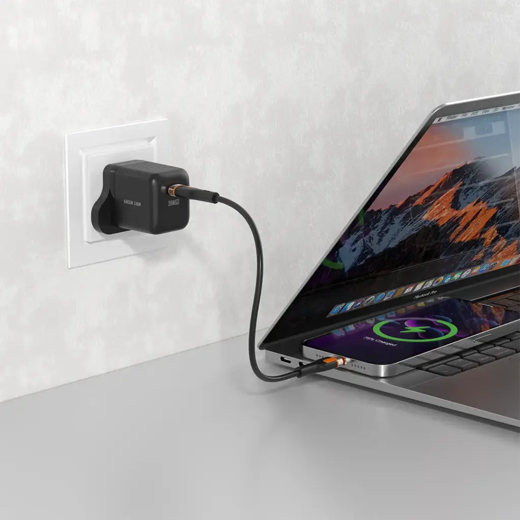 Green Lion Ultra Compact GaN Wall Charger UK Pin USB-C 20W - Black.webp