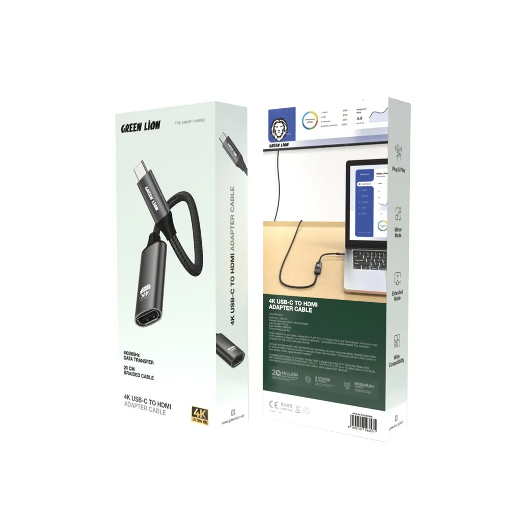 Green Lion 4K USB-C to HDMI Adapter Cable - Black (1).webp