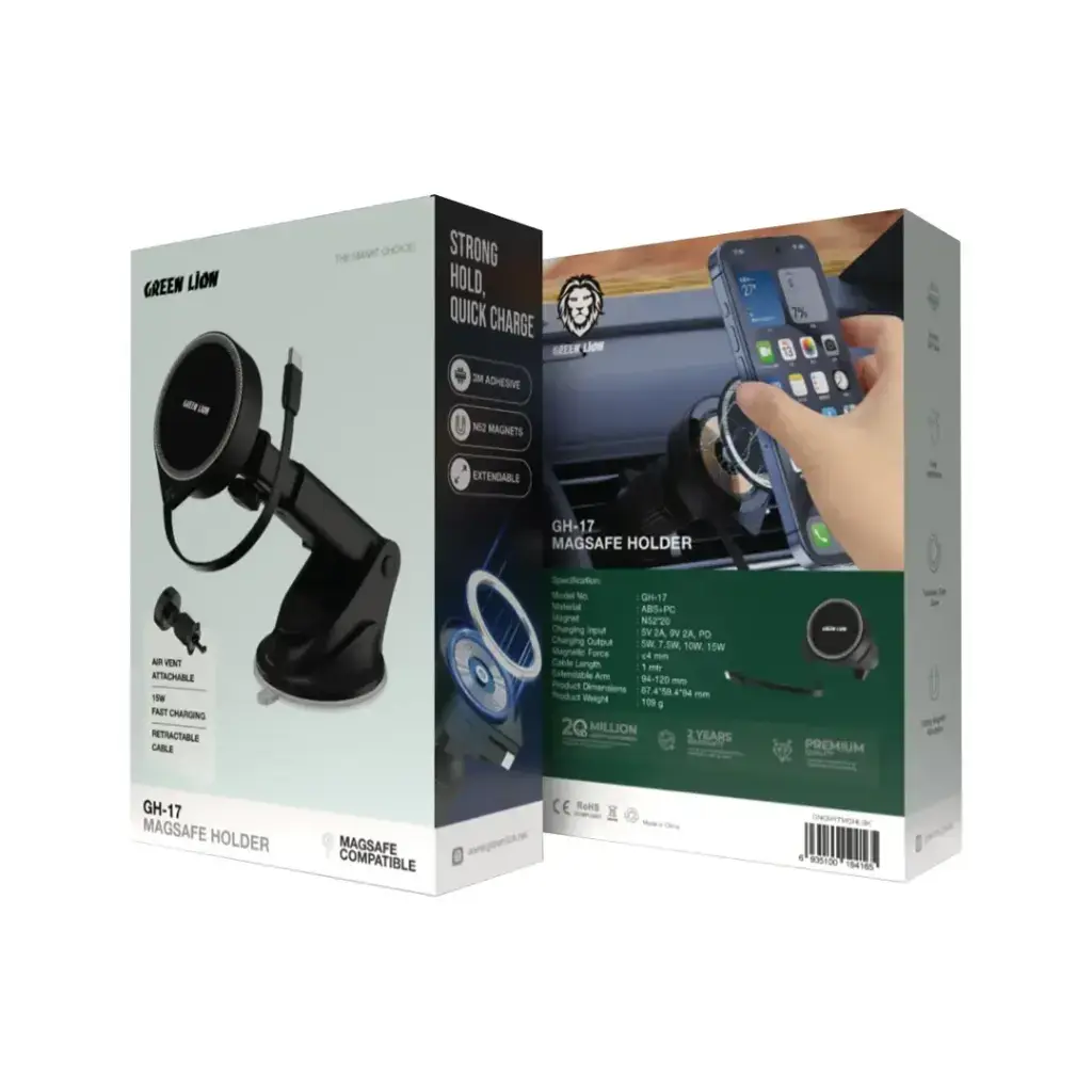 Green Lion GH-17 Magsafe Holder 15W - Black (1).webp