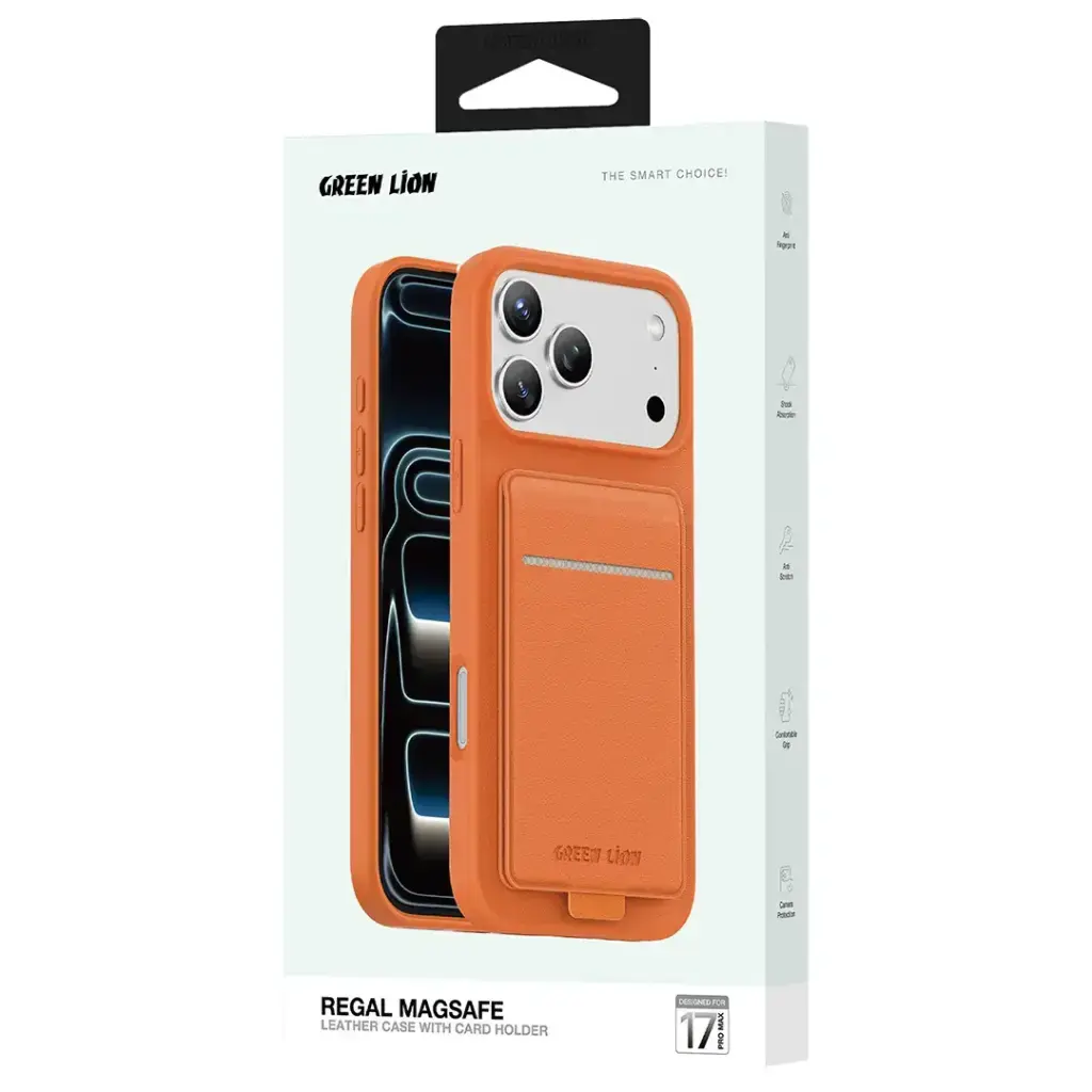 reen Lion Regal Magsafe Leather Case With Card Holder.webp