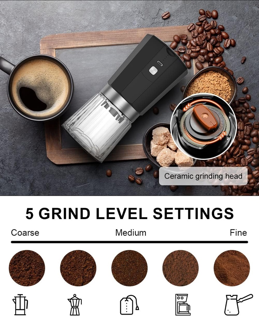 LePresso Rechargeable Coffee Grinder with 35g Capacity