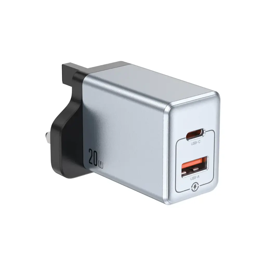 Green Lion Premium Series Dual Port Wall Charger 20W - Gray