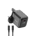 Green Lion Ultra Compact GaN Wall Charger with USB-C to Lightning Cable - Black