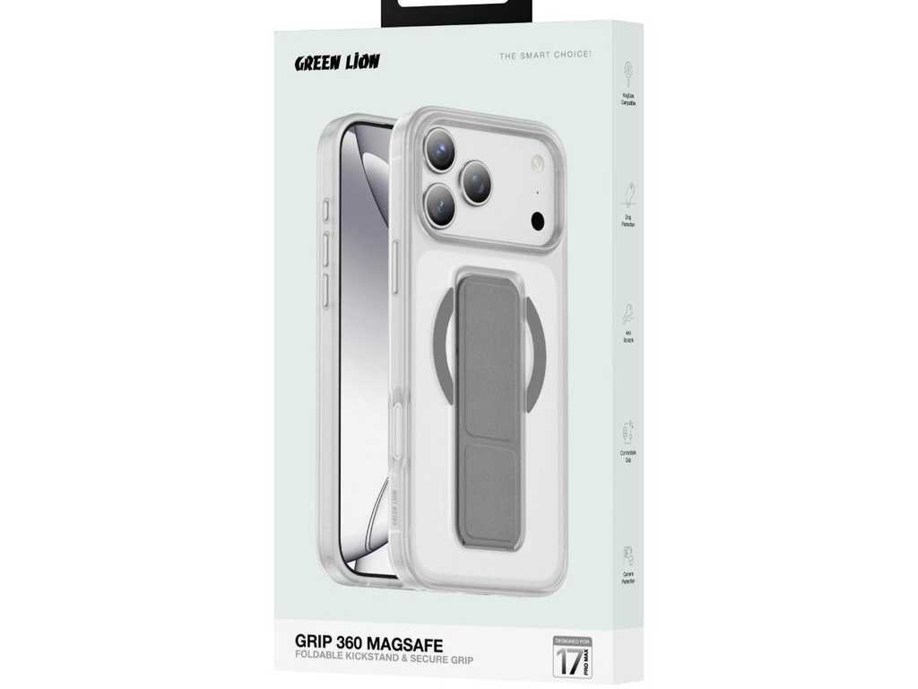 Green Lion GRIP 360 MagSafe Case for iPhone 17 Pro Max - Silver