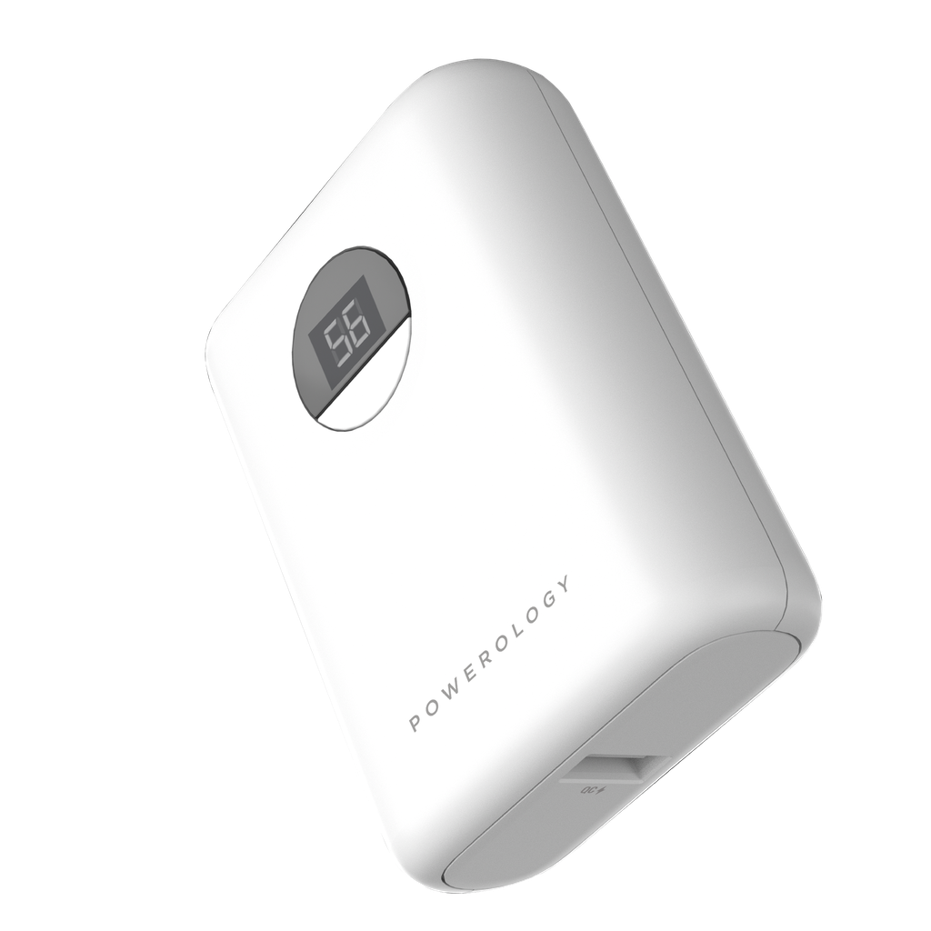 Powerology Ultra-Compact 10000 mAh Fast Charging Power Bank White