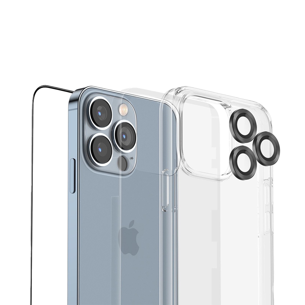 Green Lion 4 in 1 360° Protection Pack for iPhone 13 Pro - Silver