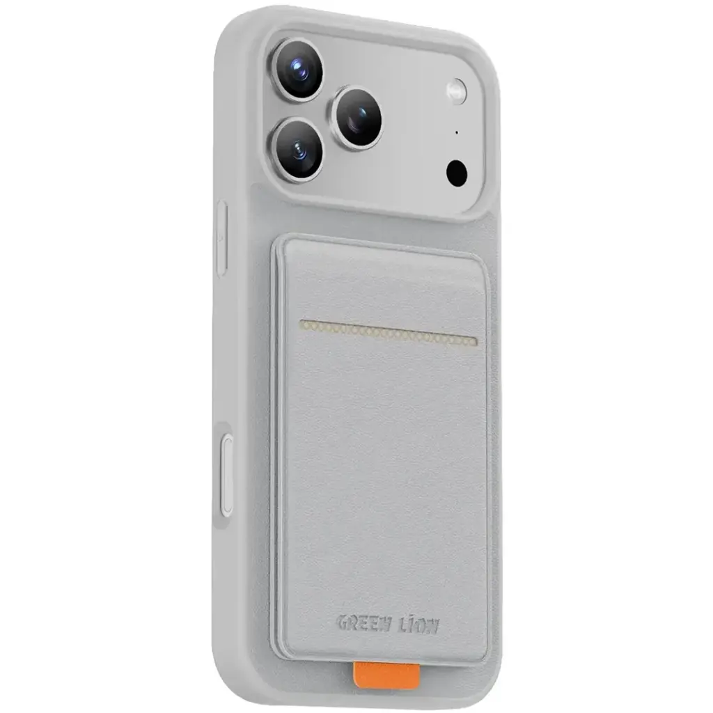 جراب Green Lion Regal MagSafe الجلدي مع حامل بطاقات لهاتف iPhone 17 Pro - أبيض