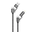 Porodo Zinc Alloy 1.2m-100w 4-in-1 Braided Cable