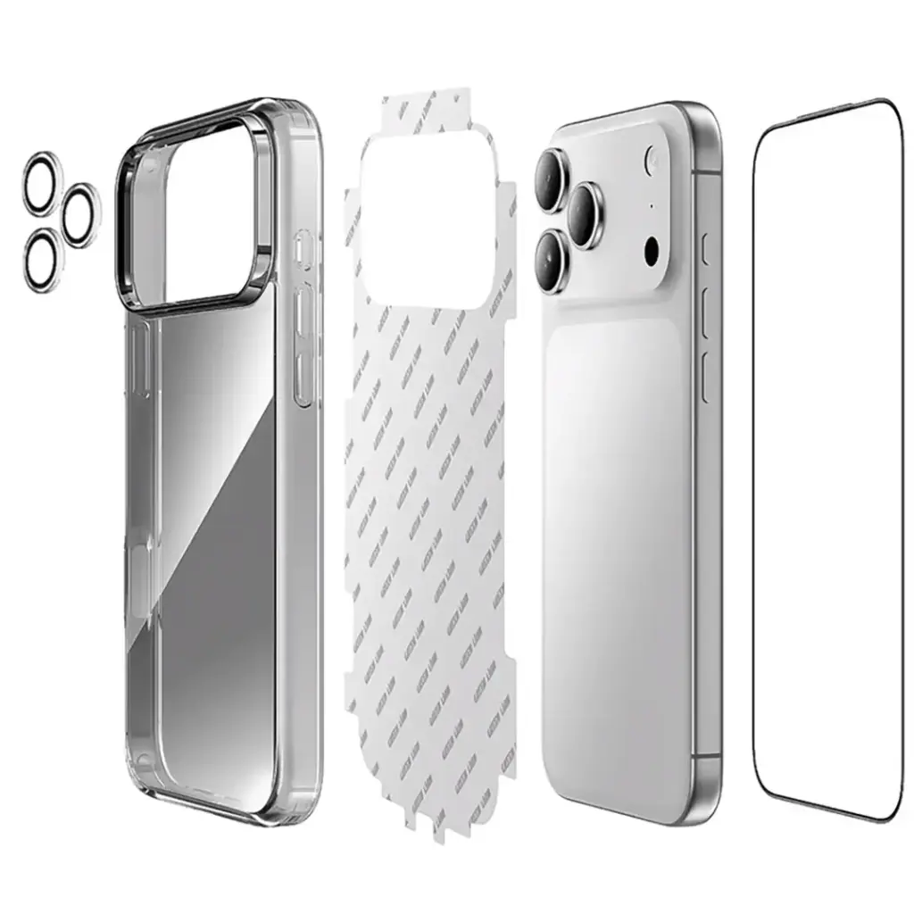 مجموعة Green Lion 4 في 1 Defender لجهاز iPhone 17 Air (6.6 بوصة) - شفاف