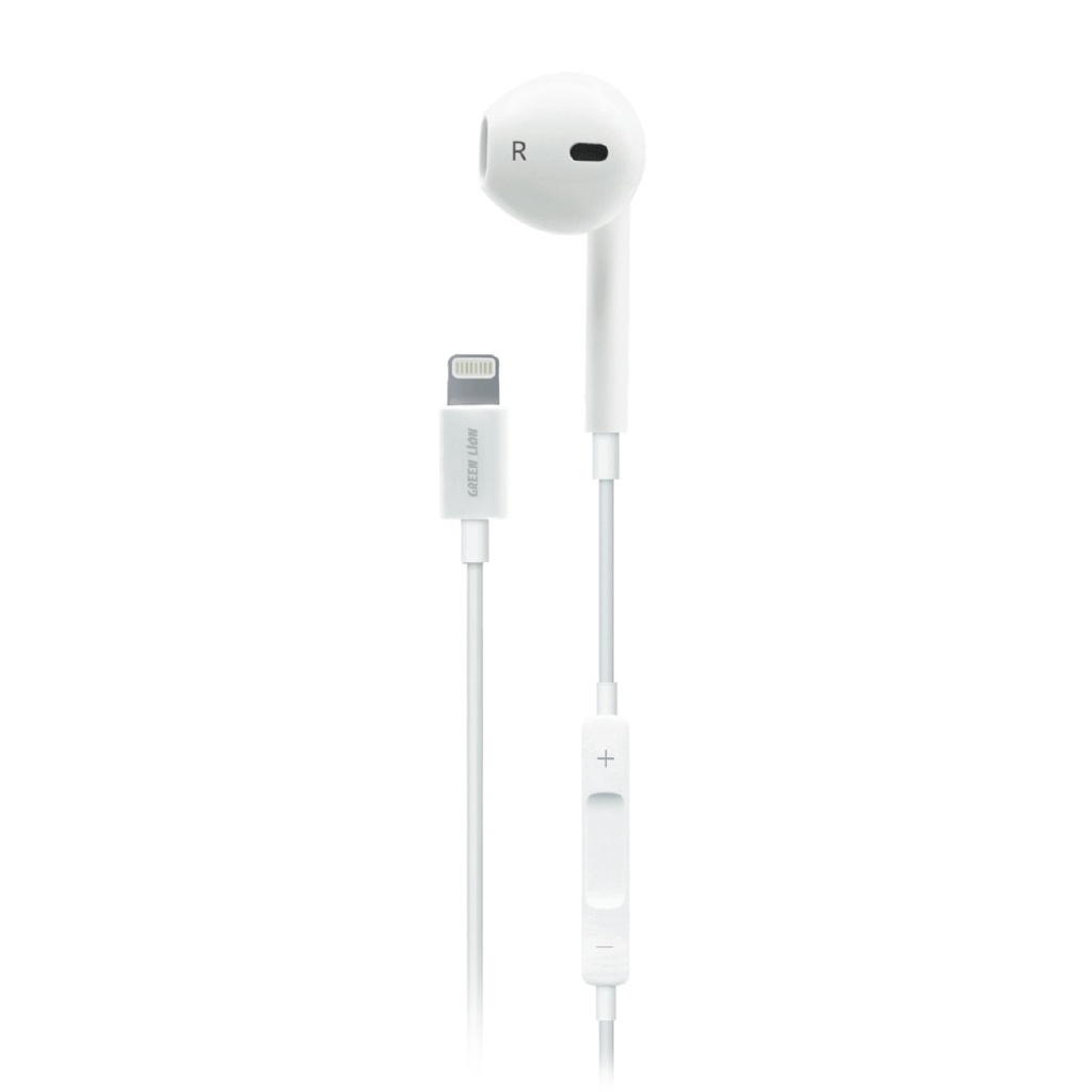 Green Lion Mono Earphone with Lightning Connector - White