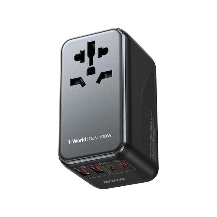 Momax 1-World 100W GaN 4 ports + AC Travel Adapter - Black