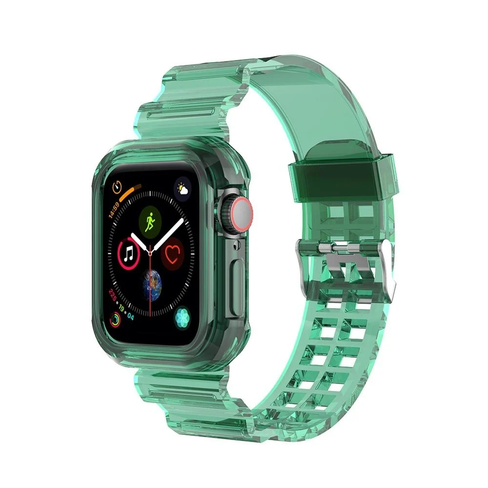 Green Lion Ultra Transparent TPU Watch Band with Case Apple Watch 44mm for  - Green