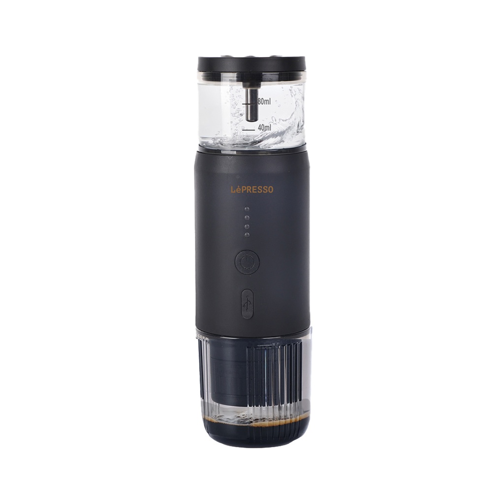 LePresso Portable Espresso Machine, 80ml Tank, 15Bar Pressure - Black