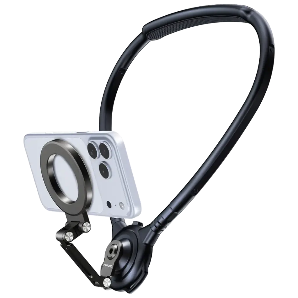 Porodo Stance Neck-Mounted Phone Holder with Hands Free Chest Tripod - Black