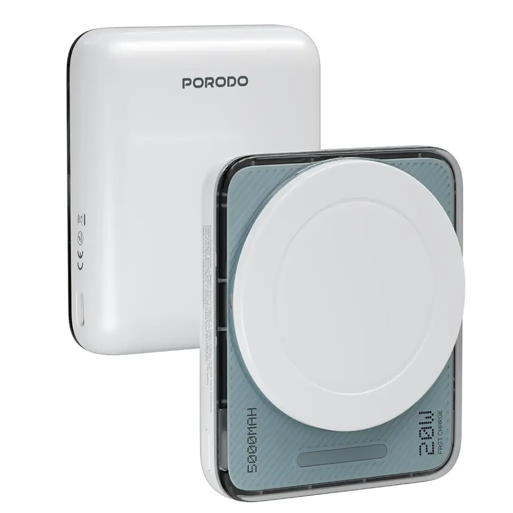 Porodo Sovo 5k MagSafe Power Bank with Charging LED Light - White