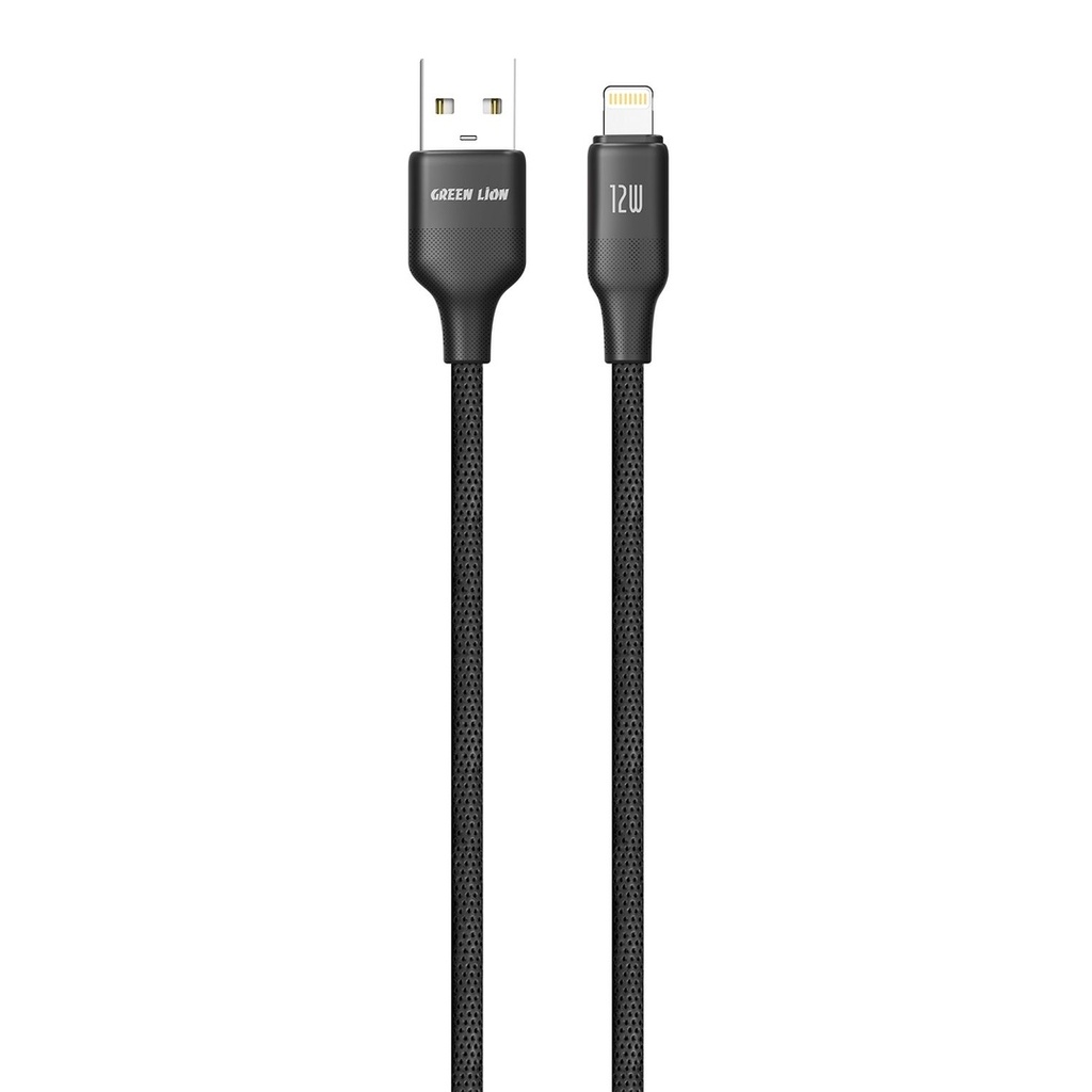 Green Lion Usb-A To Lightning Tpe 1M Cable 12W - Black