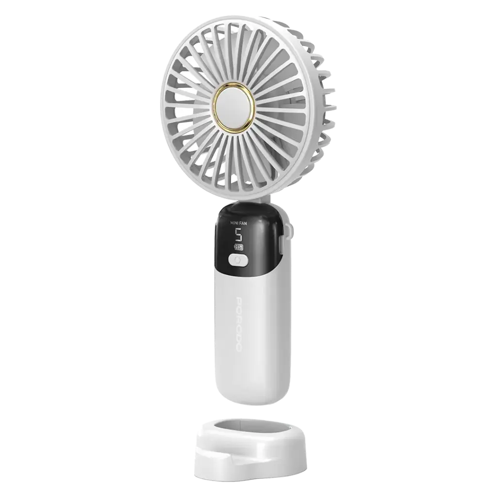 Porodo Lifestyle Chillo Flex Portable Handheld Fan with 5 Adjustable Speed Levels - White