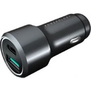 Powerology 38W Ultra Quick Car Charger, Dual Output USB-C, DC 12V-24V Input, Powerdash 3.0, Black