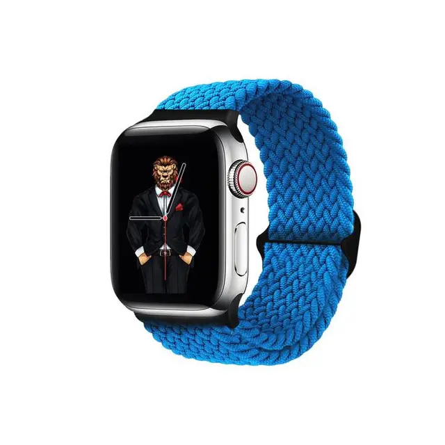Green Lion Braided Sololoop Adjustable Apple Watch Strap
